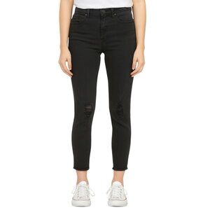 Rag & Bone Jean 10 Inch Capri Size 26 Raw Hem Distressed Denim Soft Black